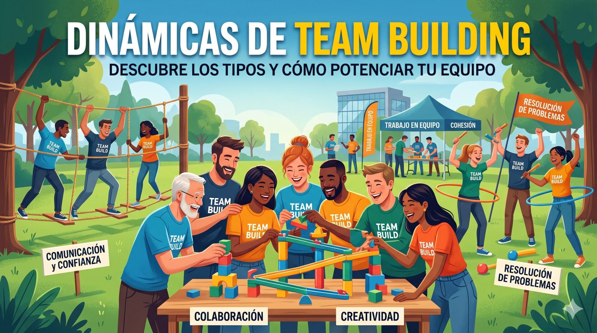 Dinámicas de team building para empresas: tipos y actividades de cohesión grupal.
