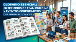 Portada del glosario con 50 términos esenciales de team building y eventos corporativos para profesionales de recursos humanos organizado por Froggy Events.